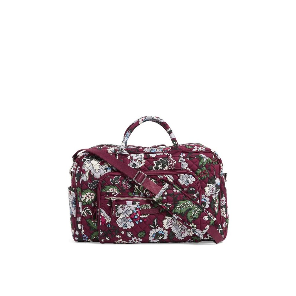 Vera Bradley Bordeaux Blooms Iconic Weekender Travel Bag - Picture 15 of 15